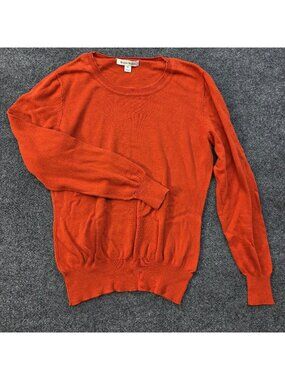 Studio Works Cotton Blend Knit Pullover Sweater M Orange Minimalist Dopamine